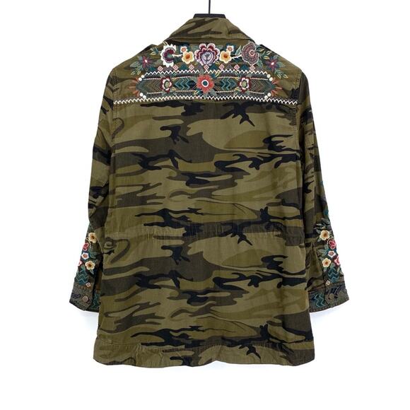 JOHNNY WAS Workshop Raquel Corduroy Embroidered Shacket Green Camo PXS - Picture 8 of 10